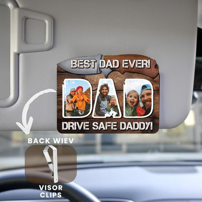 Personalized Cowboy Horseshoe Car Visor Clip – Custom Photo & Message Gift for Dad – Drive Safe Daddy – Cute Father’s Day Car Accessory from Kids – Best Dad Ever