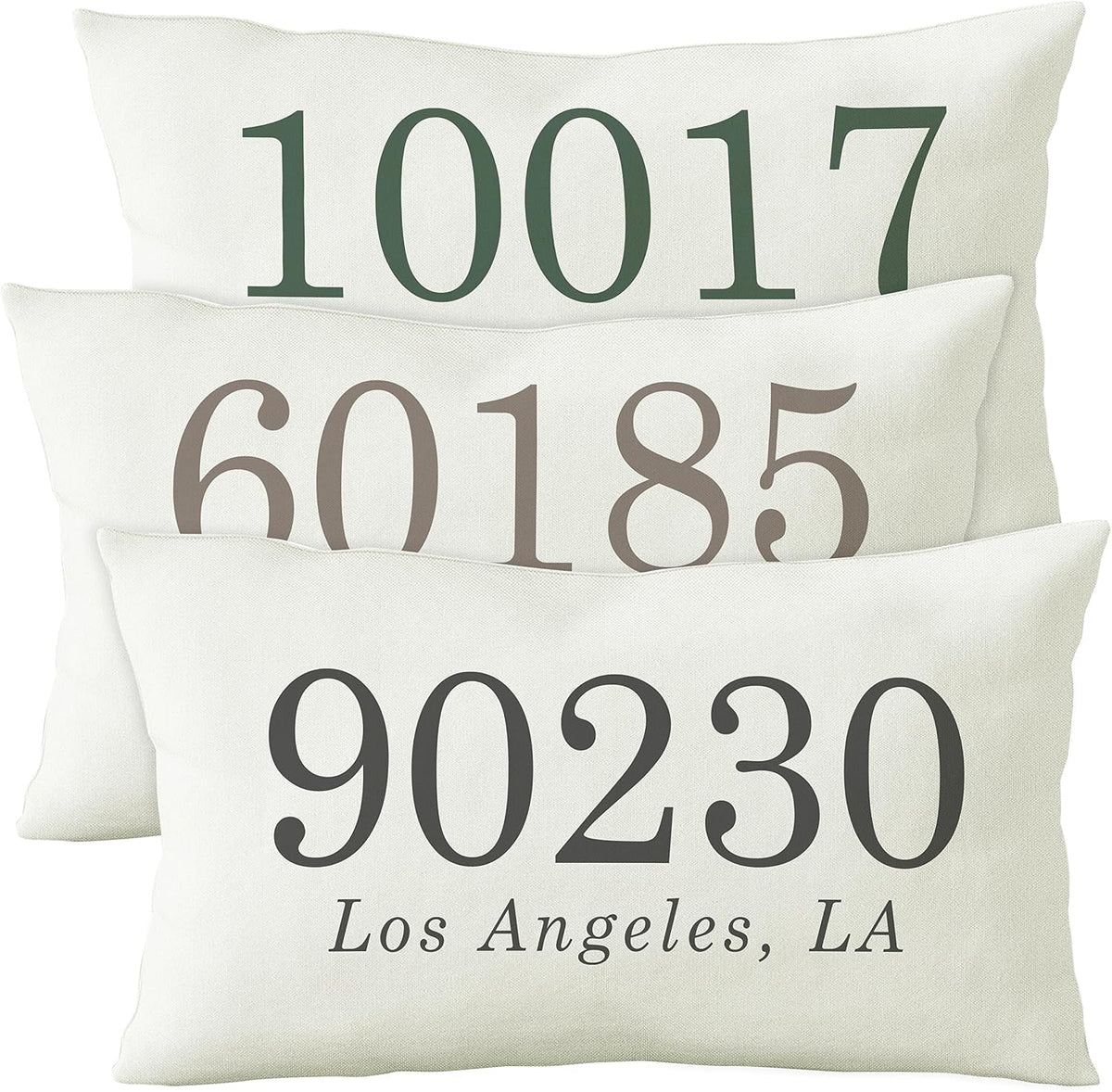Personalized Zip Code Lumbar Pillow Case, Custom City and State Home Gift