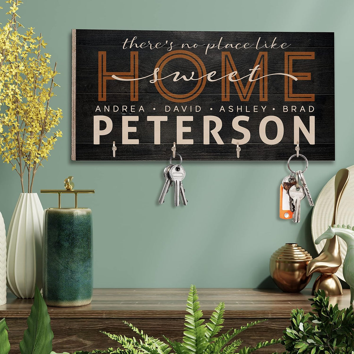 Zexpa Apparel Personalized Wood Key Hooks for Wall Customized Housewarming Wooden Gift | C5