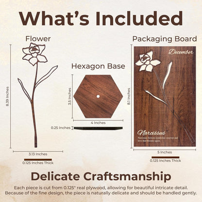Birth Month Flower Wooden Decor, Grandma Mothers Day Gift for Mom Nana Gigi, Elegant Floral Home Decor, Birthday Christmas Gift