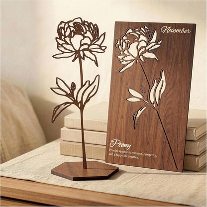Birth Month Flower Wooden Decor, Grandma Mothers Day Gift for Mom Nana Gigi, Elegant Floral Home Decor, Birthday Christmas Gift
