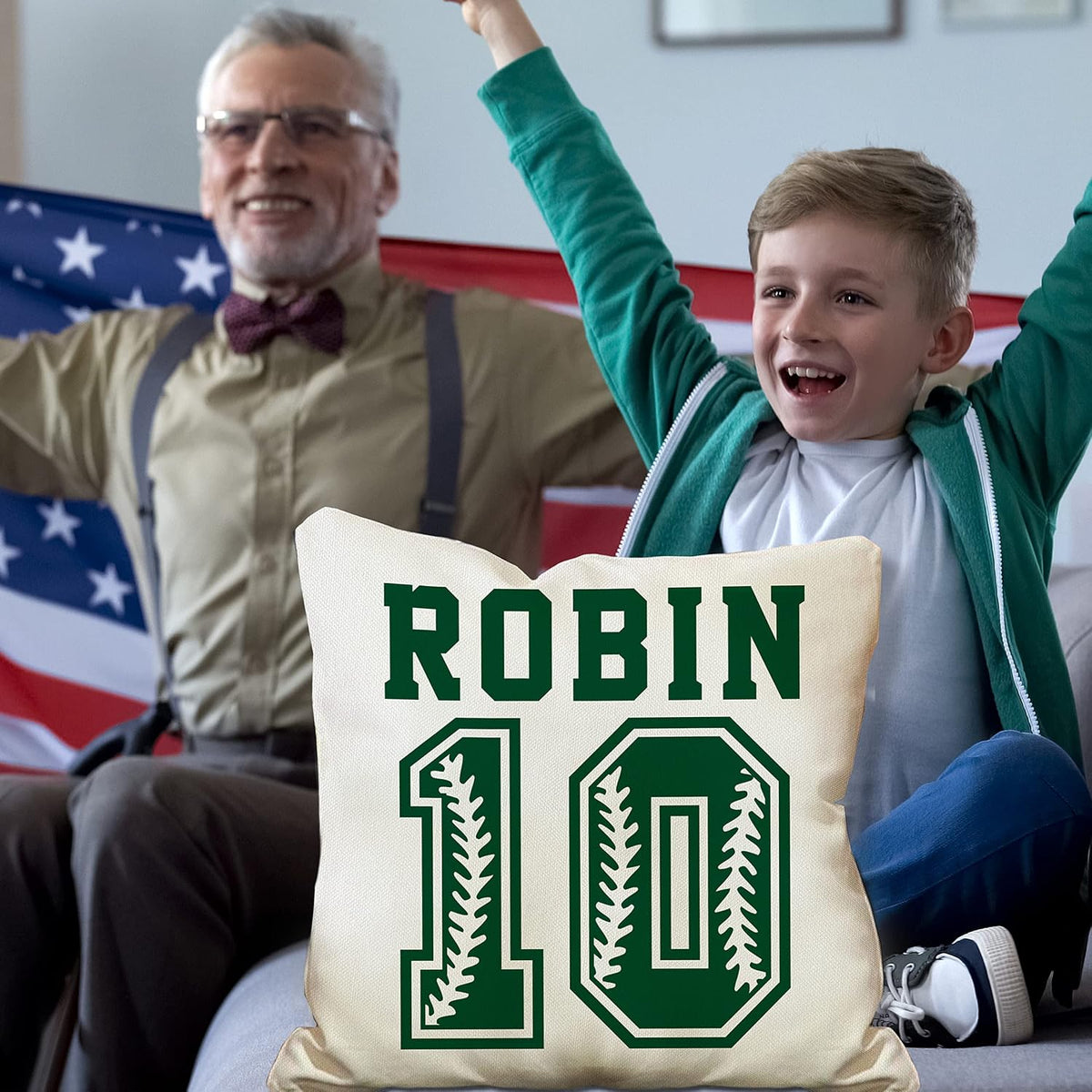Personalized Sports Pillow Cover with Name and Number, Custom Baseball Gift