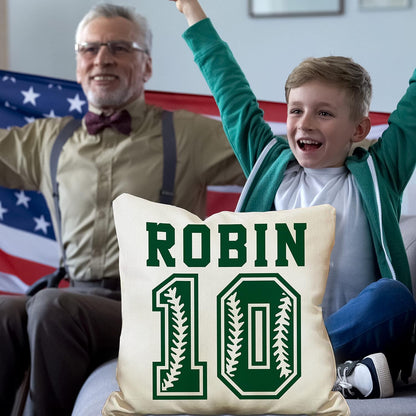 Personalized Sports Pillow Cover with Name and Number, Custom Baseball Gift