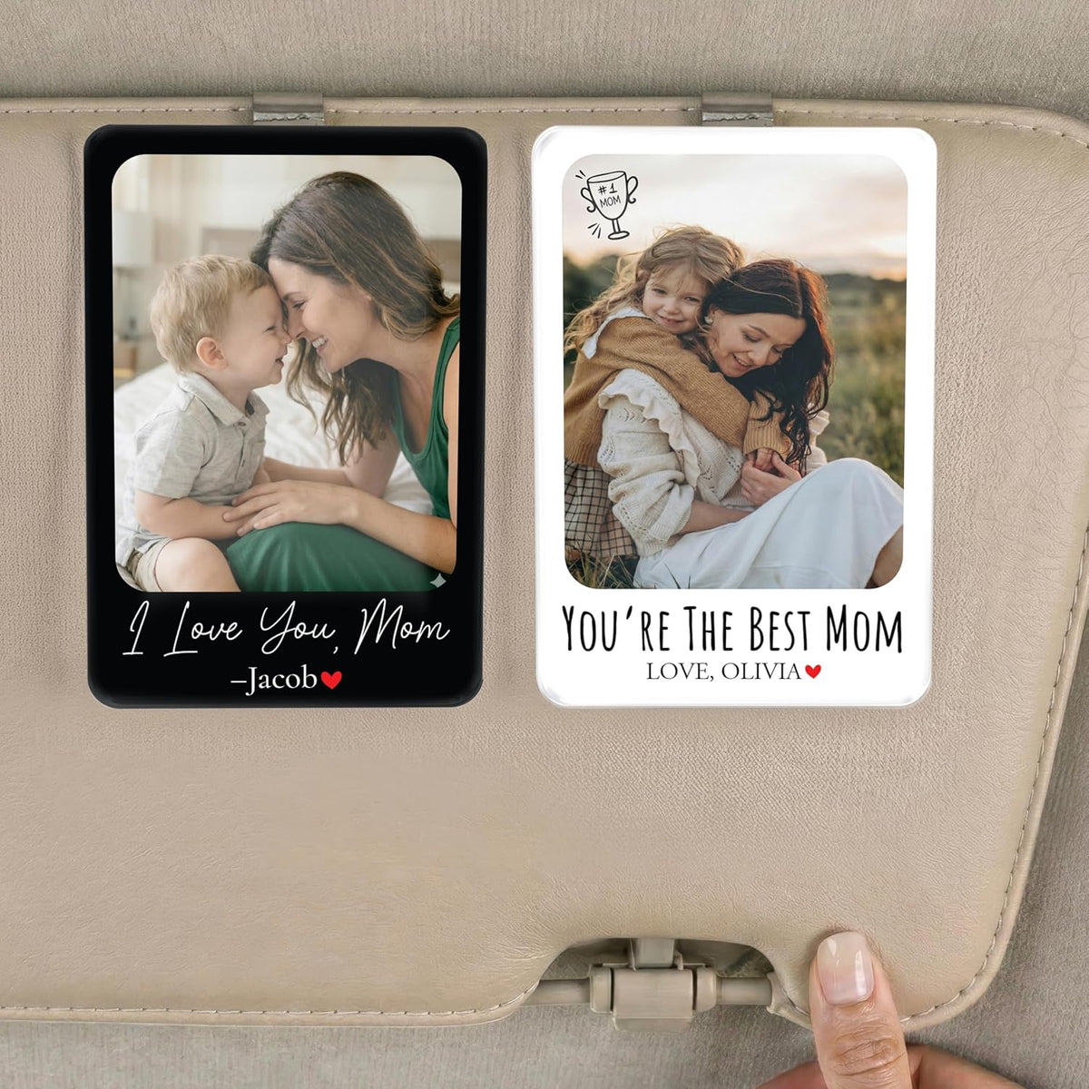 Personalized Car Visor Photo Clip – Custom Acrylic Picture Holder with Text, Gift for Dad, Mom, Husband, Wife, or Girlfriend