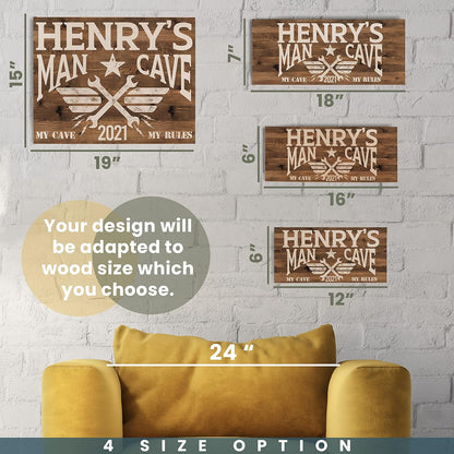 Personalized Wooden Man Cave Wall Sign 4 Size, 9 colors and 9 font options Customized Gift For Dad For Husband