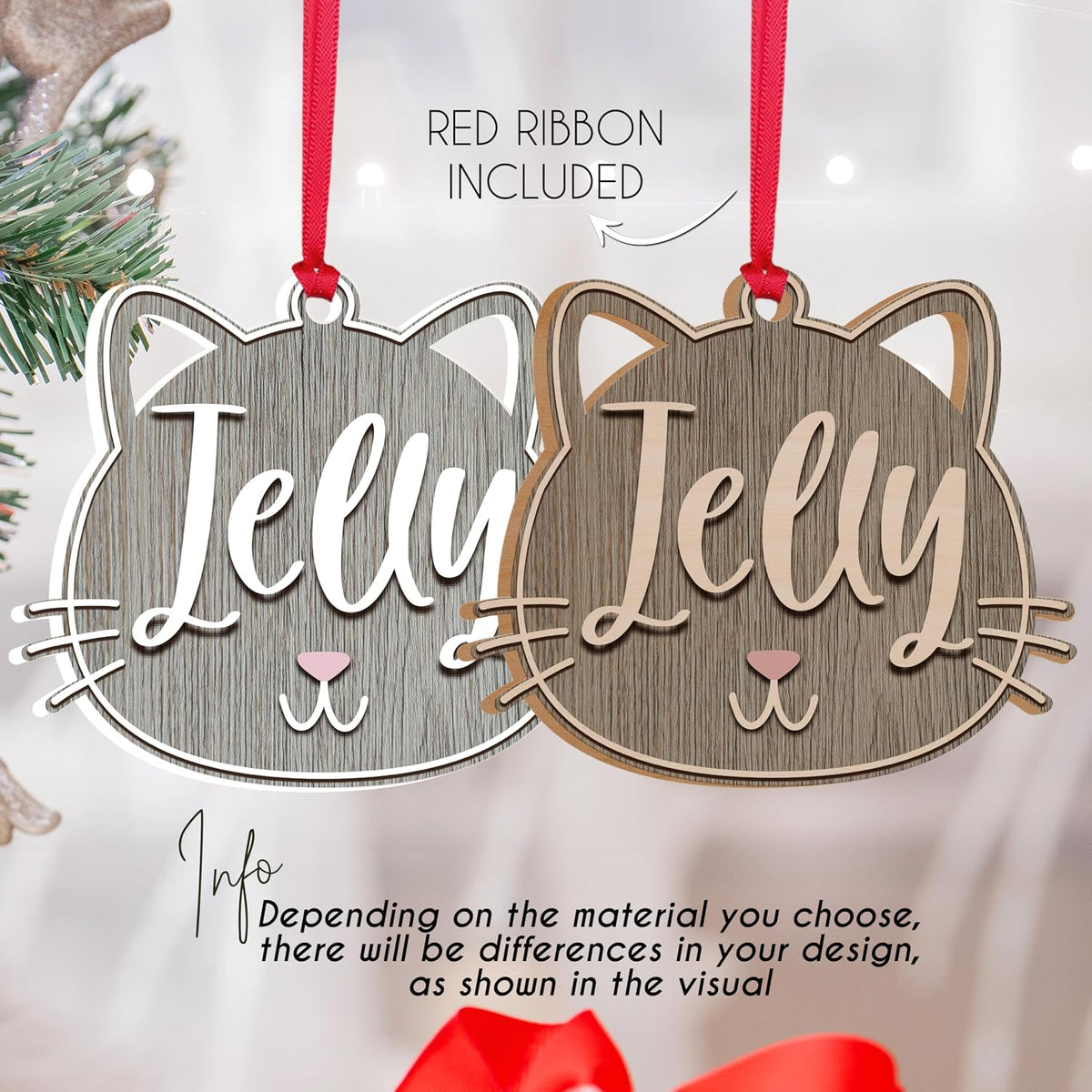 Personalized Cat Memorial Ornament - Customized Acrylic & Plywood Keepsake with Name - Forever Loved Gift for Cat Owners - Christmas Ornament for Kitty Lovers & Pet Remembrance