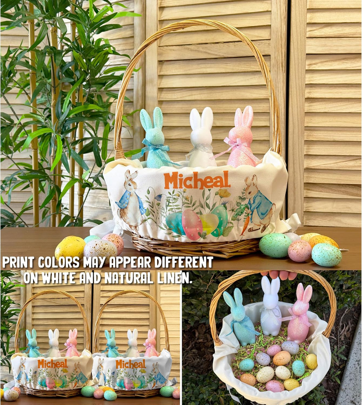 Personalized Easter Basket Liner with Custom Name – Easter Basket Essentials for Holiday, Egg Hunt & Gift Baskets – Customizable Cover Only, Basket Not Included – Unique Gift for Girls, Boys and Kids