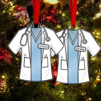 Personalized Uniform Christmas Ornaments for Nurse Doctor Vet Police Firefighter – Custom Acrylic Name Tag Occupation-Themed Xmas Tree Decorations for Family