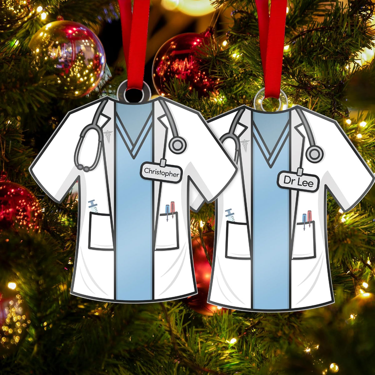 Personalized Doctor Uniform Ornament – Custom Acrylic Christmas Keepsake with Name on Medical Scrubs Design – Physician Ornament Gift for Doctors, Nurses, Medical Students, Tree Decoration