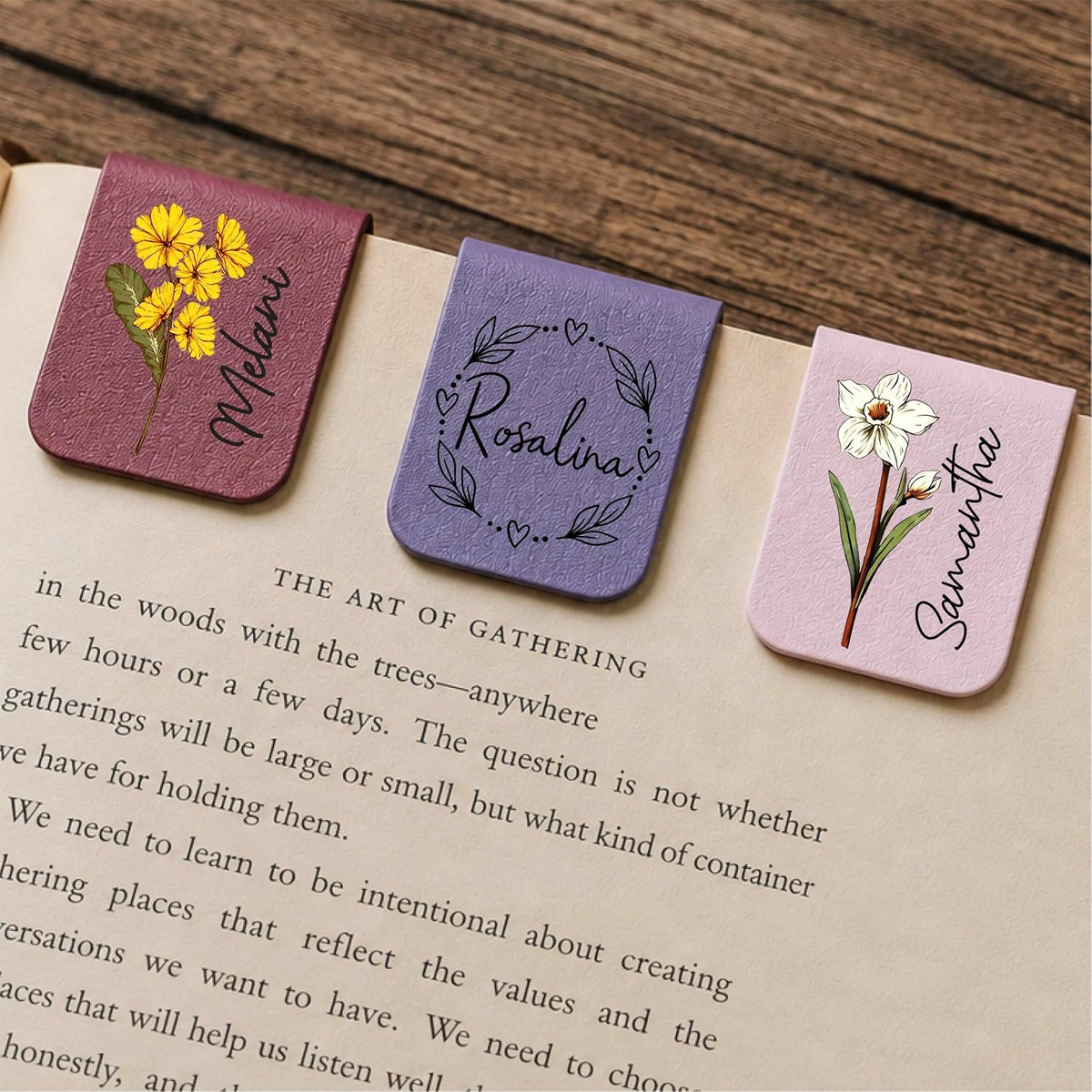 Personalized Magnetic Bookmark, Custom Floral Design, Gift for Book Lovers