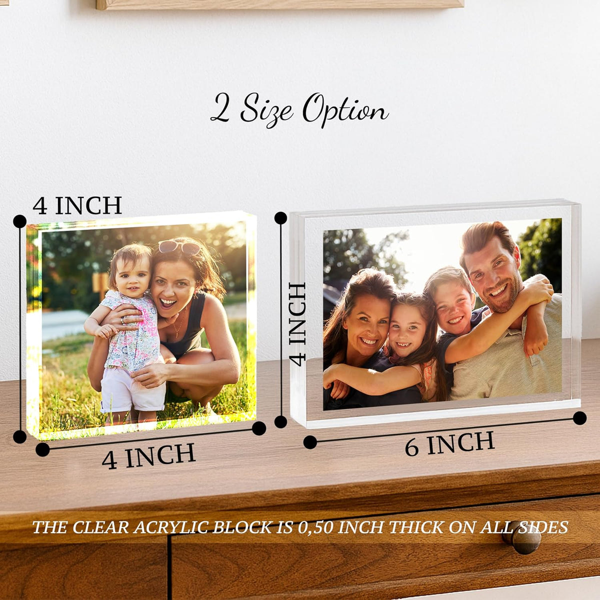 Zexpa Apparel Personalized Photo Gift – Acrylic Photo Block Desktop Frame – Custom Single Photo Display – Christmas, Mother’s Day & Father’s Day Gift for Family, Friends & Office Décor Keepsake