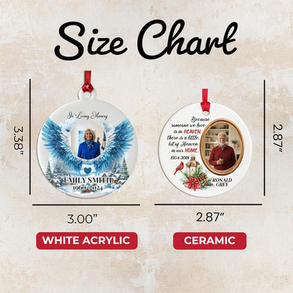 Memorial Christmas Ornament – in Loving Memory Photo Remembrance for Loss of Loved One – Personalized Round Ceramic Keepsake with Custom Picture – Sympathy Gift, Bereavement Christmas Decoration