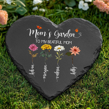 Personalized Grandma's Garden Slate Sign, Custom Birth Month Flower Gift