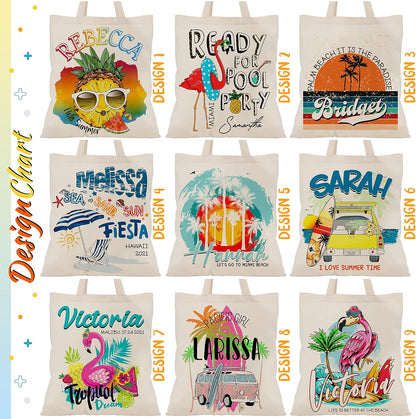 Personalized Beach Tote Bag with Name, Custom Canvas Vacation Travel Gift