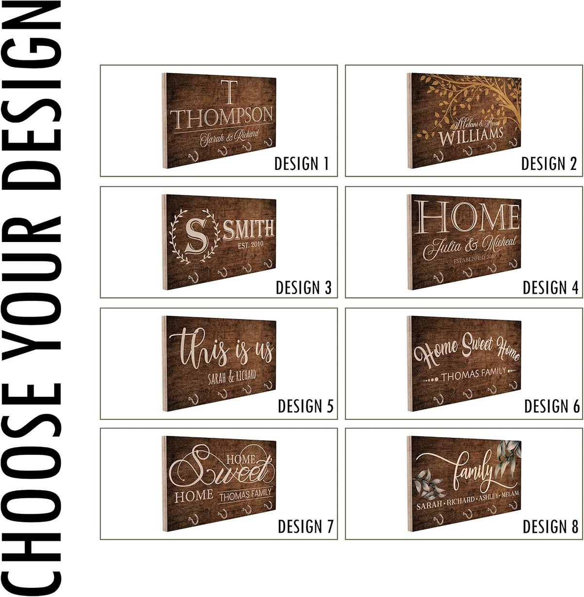 Personalized Wood Key Hanger for Wall | New Home Décor Gift for Wedding Housewarming | Customized Gifts for Couple Mr Mrs Key Ring Holder Hook | Key Rack | C02D08