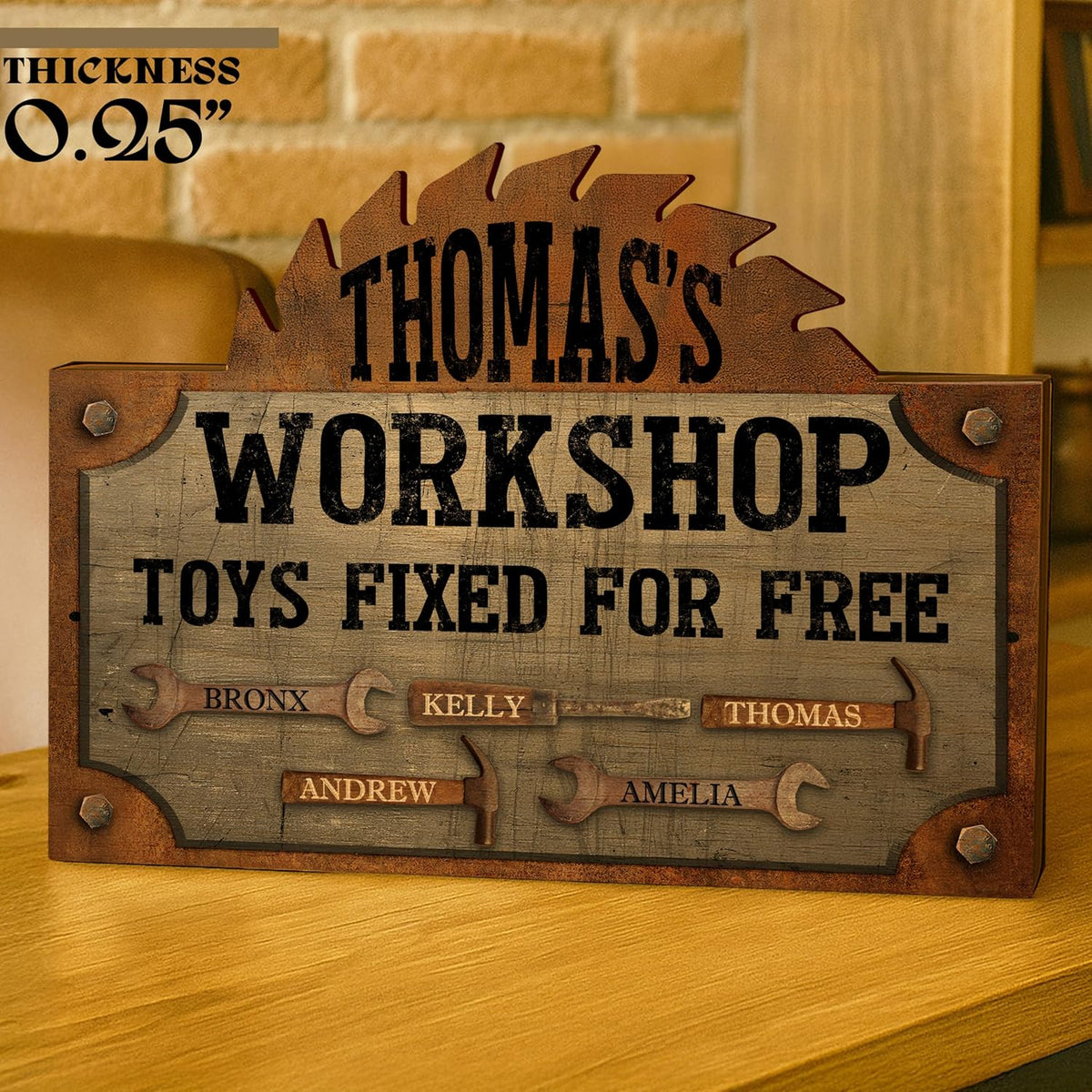 Personalized Garage Wood Sign for Dad, Custom Rustic Workshop Decor Gift