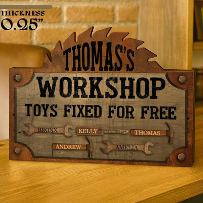 Personalized Garage Wood Sign for Dad, Custom Rustic Workshop Decor Gift