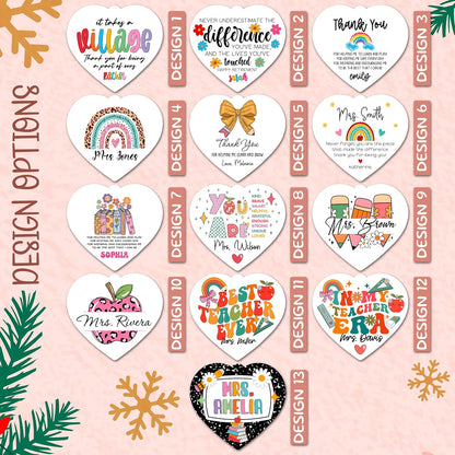Teacher Appreciation Gift – Heart‑Shaped Thank You or Happy Retirement Ornament – Personalized Teacher Name & Student Names – End of Year, Christmas, Mother’s Day or Back to School Keepsake