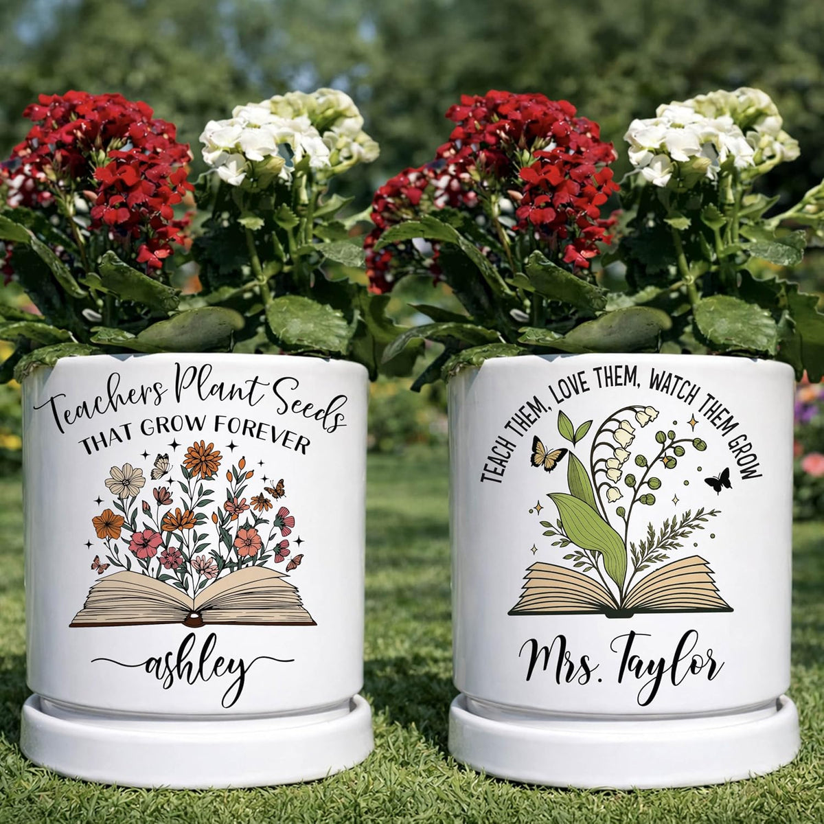 Zexpa Apparel Personalized Flower Pot for Grandma, Mom or Nana, Custom Birth Month Flower Planter with Names, Unique, Mother’s Day, Birthday or Holiday Present, Ceramic Pot