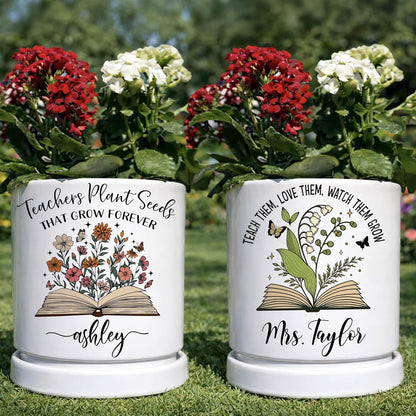 Zexpa Apparel Personalized Flower Pot for Grandma, Mom or Nana, Custom Birth Month Flower Planter with Names, Unique, Mother’s Day, Birthday or Holiday Present, Ceramic Pot