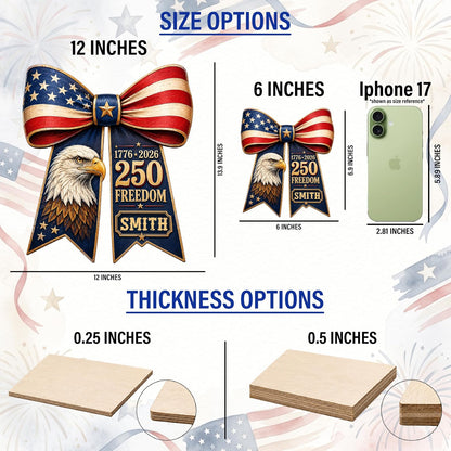 Personalized Eagle Patriotic Door Sign for Front Door, Custom Family Name America 250th Anniversary Wooden Door Hanger, USA 1776-2026 Independence Day 4th of July Wall Decor