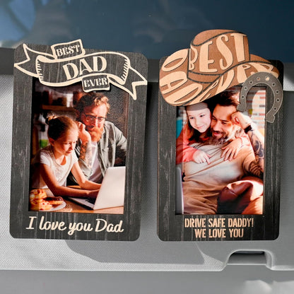Personalized Car Visor Photo Clip – Custom Acrylic Picture Holder with Text, Gift for Dad, Mom, Husband, Wife, or Girlfriend