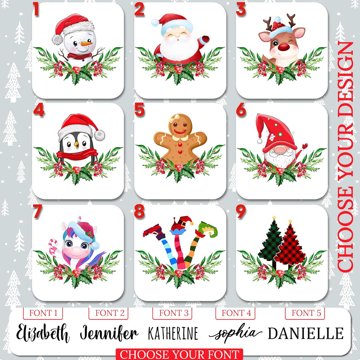 Custom Wooden Christmas Ornament, Personalized Xmas Tree Holiday Decor for Kids, Customized Stocking Tag with Name