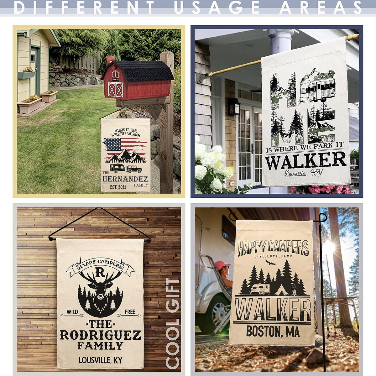 Personalized Camping Flag with Name and Address, Custom RV Campground Gift
