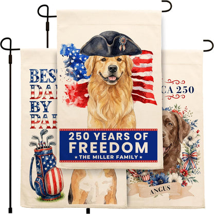 Personalized Camping Garden Flag 13x18 Inch Double Sided, Custom Family Name Welcome to Our Campsite Yard Flag