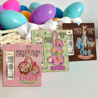 Personalized Easter Money Holder with Name, Custom Wooden Cash Gift