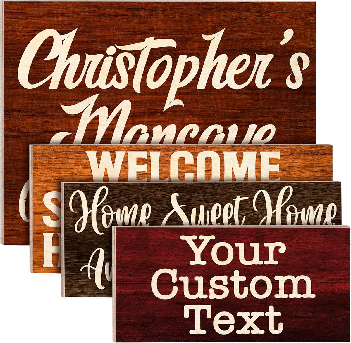 Personalized Wood Signs for Home Decor Gifts - Customizable w/ 10 Font & 5 Color Options - Customized Rustic Wooden Plaque for Wall Decoration - Decorative Sign/Board for Kitchen or Farmhouse Gift C2