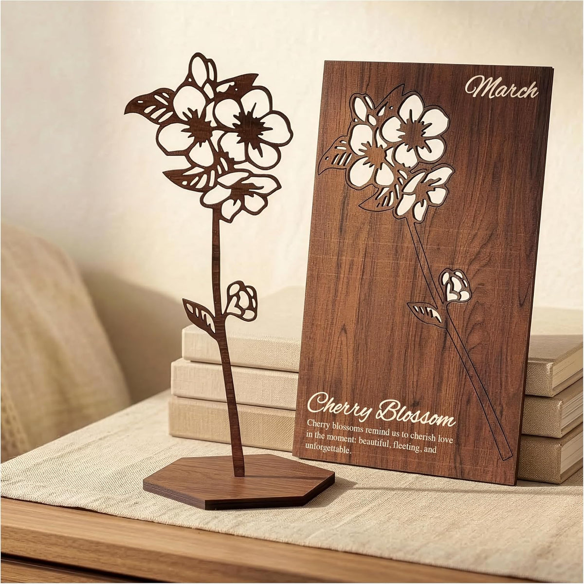 Birth Month Flower Wooden Decor, Grandma Mothers Day Gift for Mom Nana Gigi, Elegant Floral Home Decor, Birthday Christmas Gift