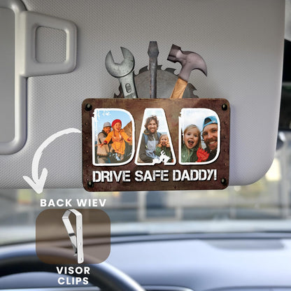 Personalized Cowboy Horseshoe Car Visor Clip – Custom Photo & Message Gift for Dad – Drive Safe Daddy – Cute Father’s Day Car Accessory from Kids – Best Dad Ever
