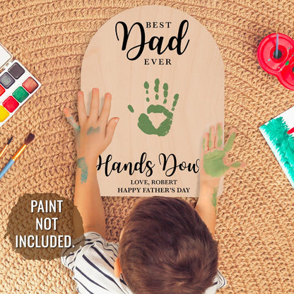 Personalized Handprint Father’s Day Trophy Sign, DIY Kids Handprint Plaque Gift for Dad Grandpa Papa