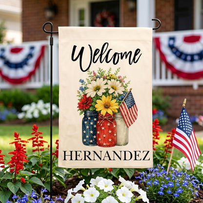 Personalized Camping Garden Flag 13x18 Inch Double Sided, Custom Family Name Welcome to Our Campsite Yard Flag