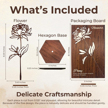 Birth Month Flower Wooden Decor, Grandma Mothers Day Gift for Mom Nana Gigi, Elegant Floral Home Decor, Birthday Christmas Gift
