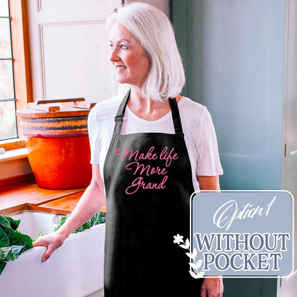 LALALA GIFT LAND Customized Kitchen Chef Apron w/Pockets - Black & White Option - 9 Font - 18 Color - Personalized Chef Apron