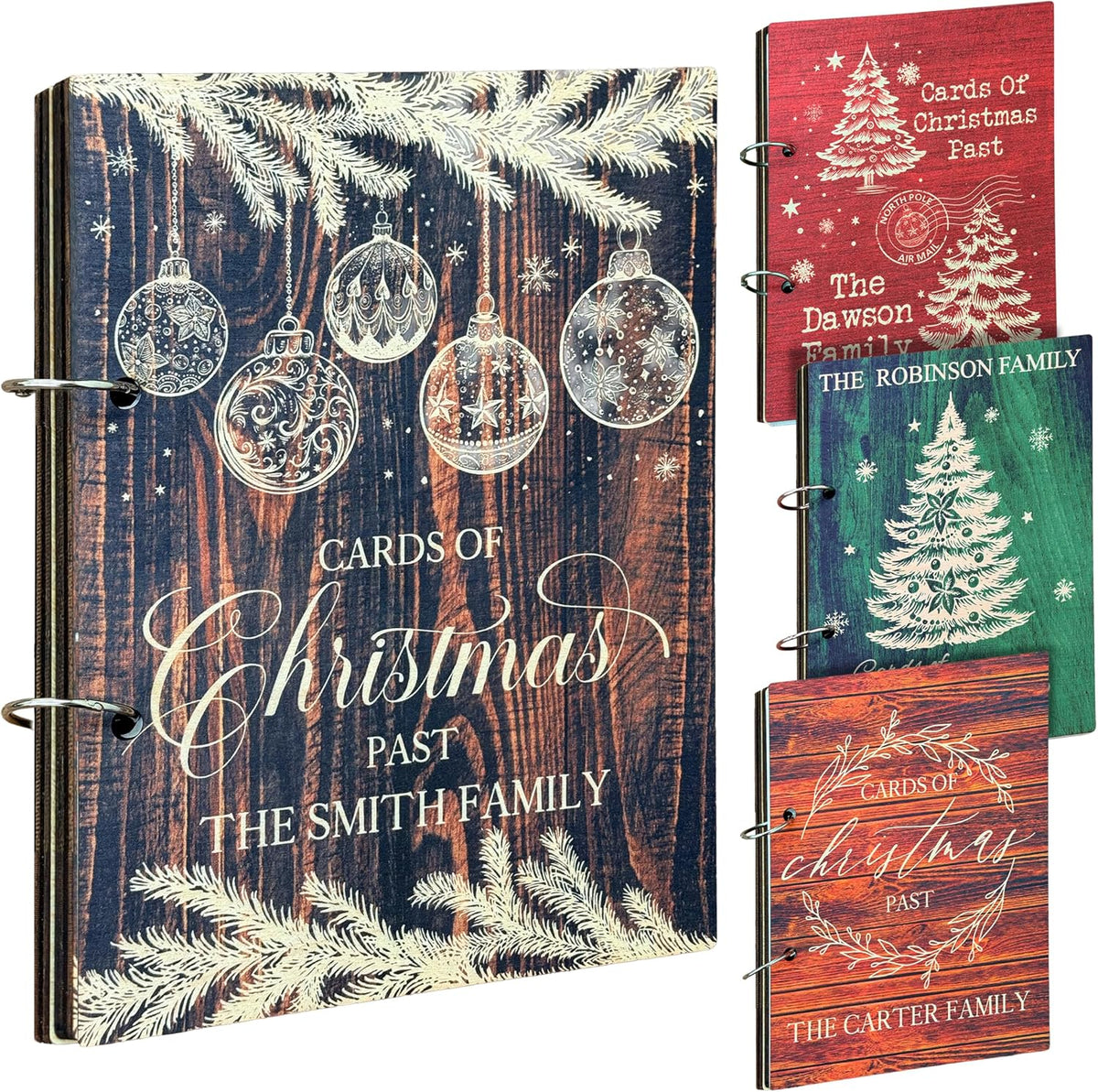 Personalized Christmas Card Keeper Binder with Name, Custom Holiday Album
