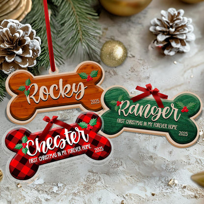 Personalized Dog Memorial Bone Ornament with Name, Custom Pet Loss Keepsake