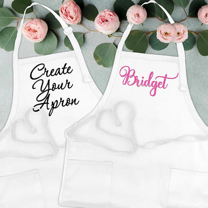 LALALA GIFT LAND Customized Kitchen Chef Apron w/Pockets - Black & White Option - 9 Font - 18 Color - Personalized Chef Apron