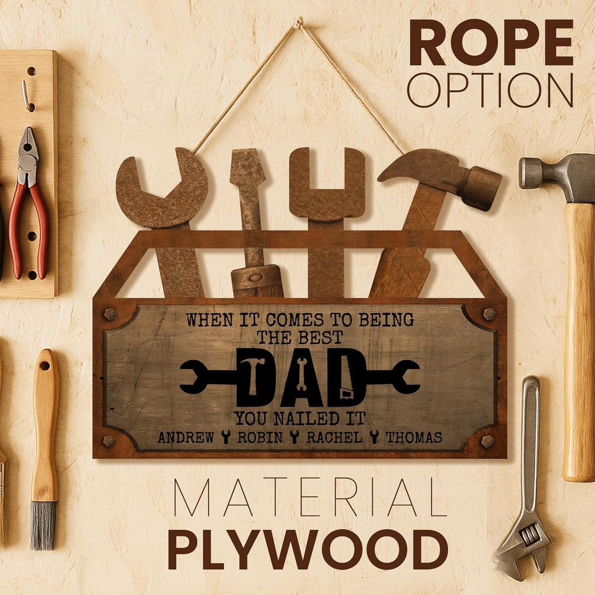 Custom Garage Sign for Dad, Grandpa, or Papa – Personalized Wall Decor for Man Cave or Workshop – Unique Gift from Kids for Father’s Day, Birthday, Christmas – Rustic Funny Shop Sign