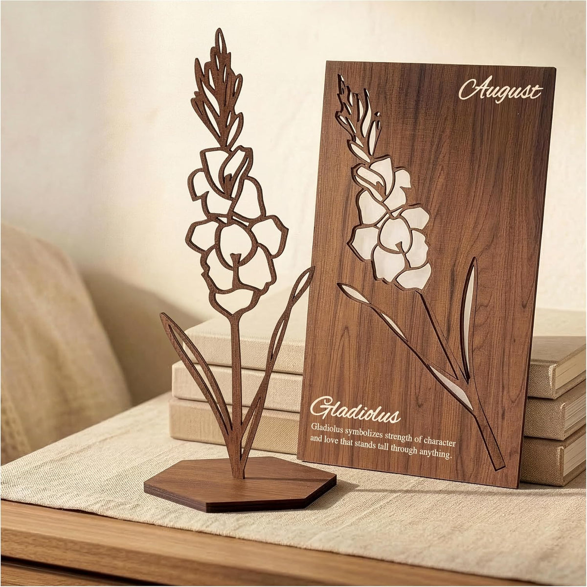 Birth Month Flower Wooden Decor, Grandma Mothers Day Gift for Mom Nana Gigi, Elegant Floral Home Decor, Birthday Christmas Gift