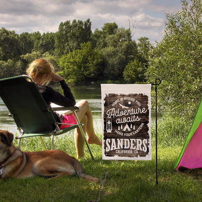 Personalized Camping Garden Flag with Family Name, Custom Double Sided Flag