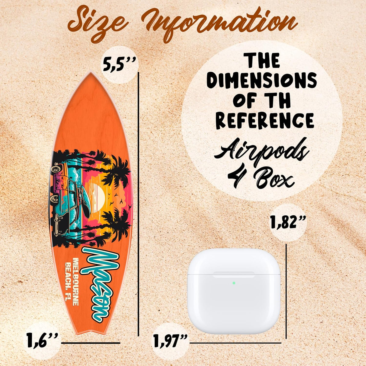 Personalized Acrylic Surfboard Magnet with Name & Beach Location – Custom Tropical Fridge Magnet Gift for Summer Vacation, Beach House Souvenir, Coastal Decor or Birthday for Surfer, Traveler, Friend