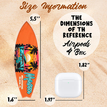 Personalized Acrylic Surfboard Magnet with Name & Beach Location – Custom Tropical Fridge Magnet Gift for Summer Vacation, Beach House Souvenir, Coastal Decor or Birthday for Surfer, Traveler, Friend