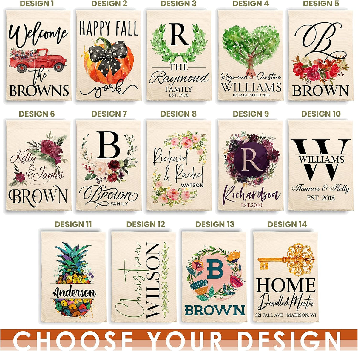 Personalized Garden Flag with Name & Initial, Double Sided Porch Yard Flag