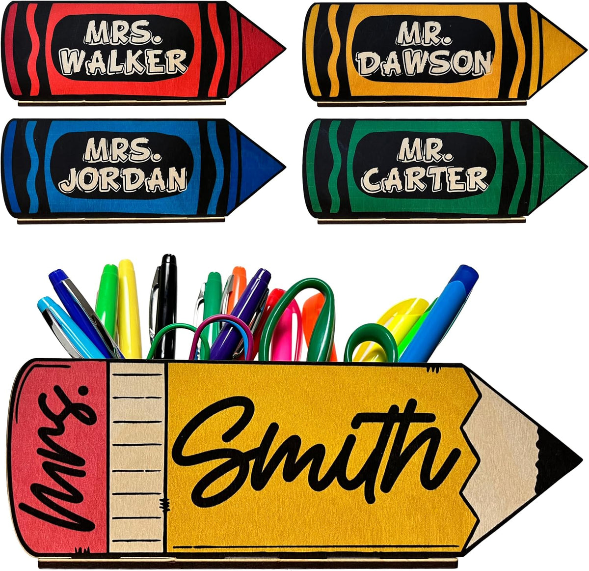 Personalized Teacher Pencil Holder with Name, Custom Desk Organizer Gift