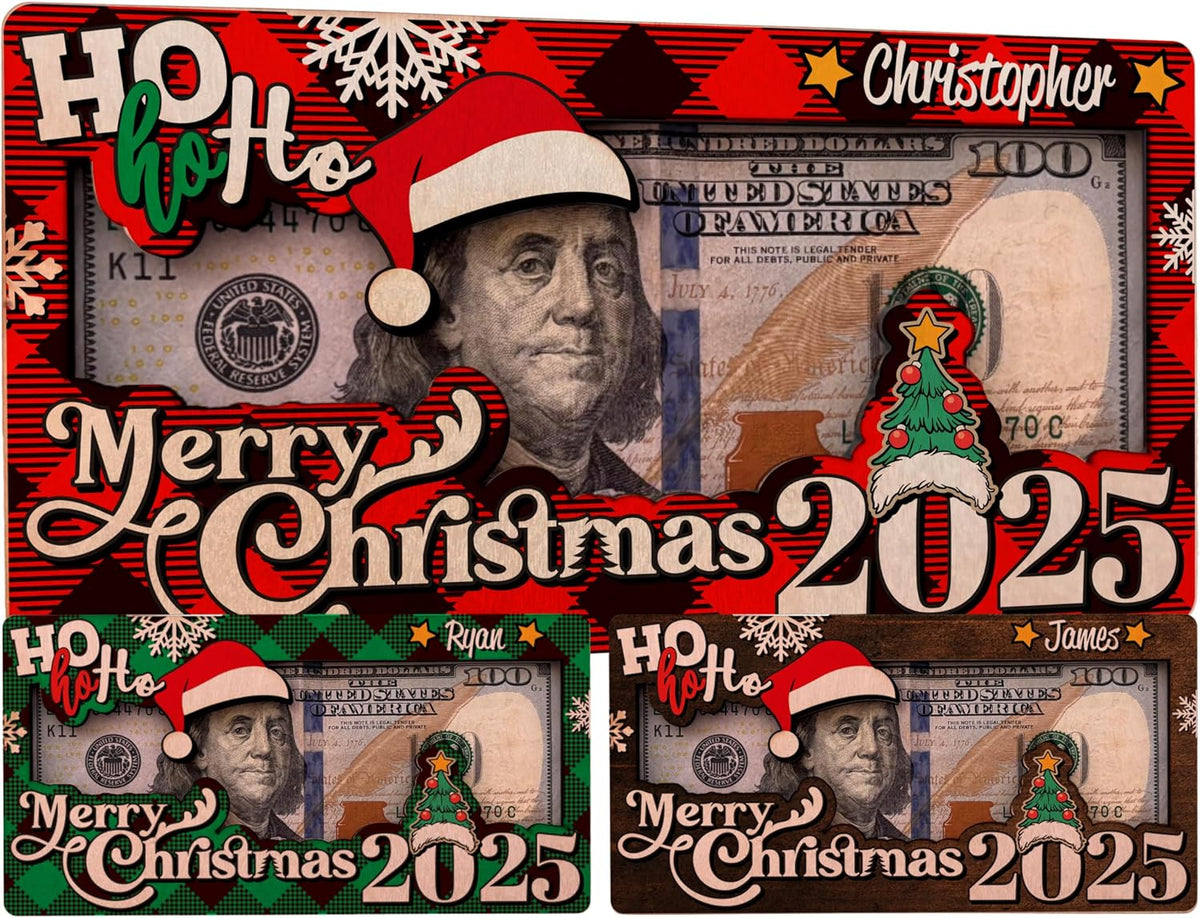 Christmas Money Holder – Personalized Cash Gift Card for Kids & Family – Custom Name Holiday Money Envelope, Stocking Stuffer, Secret Santa or White Elephant Idea – Festive Keepsake for Christmas