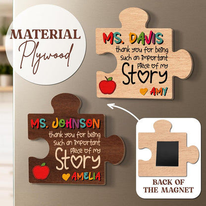 Personalized Teacher Magnet Gift – Custom Puzzle Piece Fridge Magnet with Name – Teacher Appreciation, End of Year Thank You Gift from Student, Back to School or Teacher’s Day Present