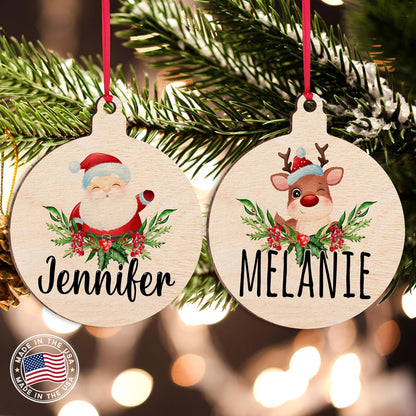 Custom Wooden Christmas Ornament, Personalized Xmas Tree Holiday Decor for Kids, Customized Stocking Tag with Name